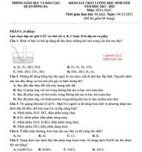 Đề khảo sát chất lượng HSG môn Hóa Học quận Đống Đa, Hà Nội năm 2021