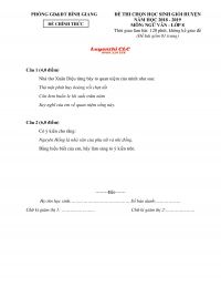 Đề thi chọn HSG huyện m&ocirc;n Ngữ Văn lớp 8 huyện B&igrave;nh Giang, tỉnh Hải Dương năm 2018