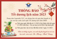TH&Ocirc;NG B&Aacute;O LỊCH NGHỈ TẾT DƯƠNG LỊCH 2023