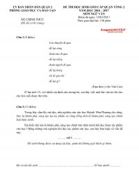 Đề thi chọn HSG cấp quận v&ograve;ng 2 m&ocirc;n Ngữ Văn quận 2, Th&agrave;nh phố Hồ Ch&iacute; Minh năm 2016