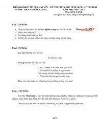 Đề thi chọn HSG môn Ngữ Văn lớp 8 Trường THCS Chiềng Lương, huyện Mai Sơn, tỉnh Sơn La năm 2016