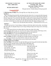 Đề thi tuyển sinh v&agrave;o lớp 10 THPT m&ocirc;n Ngữ Văn tại Thừa Thi&ecirc;n Huế năm 2020