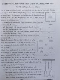 Đề thi thử v&agrave;o lớp 10 chuy&ecirc;n m&ocirc;n Vật L&iacute; - lần 1 năm 2010