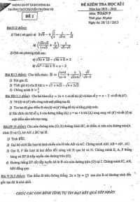 Đề kiểm tra học kì I môn Toán Trường THCS Nguyễn Trường Tộ năm 2013