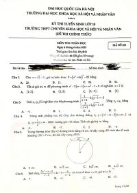 Đề thi tuyển sinh v&agrave;o lớp 10 m&ocirc;n To&aacute;n Trường THPT CHUY&Ecirc;N Khoa học X&atilde; hội v&agrave; Nh&acirc;n văn H&agrave; Nội năm 2023