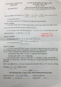 Đề thi môn Toán- tuyển sinh vào lớp 10 THPT tỉnh Hưng Yên năm 2020