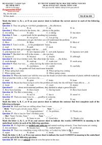 Đề thi tốt nghiệp THPT môn Tiếng Anh năm 2021 Mã đề 404