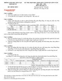 Đề thi chọn HSG môn Địa Lý lớp 9 huyện Định Quán tỉnh Đồng Nai năm 2020