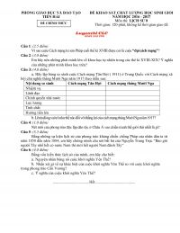 Đề khảo sát chất lượng HSG và đáp án môn Lịch Sử lớp 8 huyện Tiền Hải tỉnh Thái Bình năm 2016
