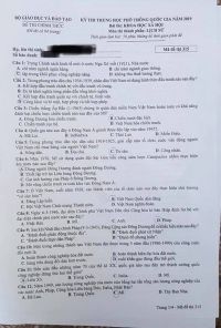 Đề thi THPT Quốc Gia môn Lịch Sử năm 2019