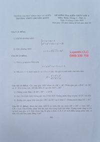 Đề thi kiểm tra kiến thức m&ocirc;n To&aacute;n lớp 9 Trường THPT CHUY&Ecirc;N KHTN - V&ograve;ng 1 năm 2023