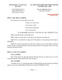 Đề thi tuyển sinh vào lớp 10 THPT CHUYÊN môn Ngữ Văn tỉnh Hà Nam năm 2019