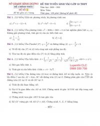 Đề thi tuyển sinh v&agrave;o lớp 10 THPT v&agrave; đ&aacute;p &aacute;n m&ocirc;n TO&Aacute;N tỉnh B&igrave;nh Dương  năm 2020