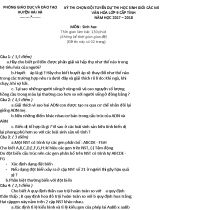 Đề thi chọn đội tuyển dự thi HSG văn hóa lớp 9 môn Sinh học và đáp án huyện Hải Hà năm 2017