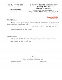 Đề thi chọn HSG môn Ngữ Văn lớp 10 tỉnh Vĩnh Phúc năm 2011