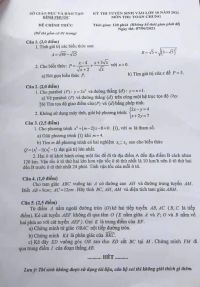 Đề thi tuyển sinh v&agrave;o lớp 10 THPT m&ocirc;n To&aacute;n tỉnh B&igrave;nh Phước năm 2021