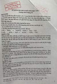 Đề kiểm tra đội tuyển H&oacute;a học lớp 9 Trường THCS Giảng V&otilde;