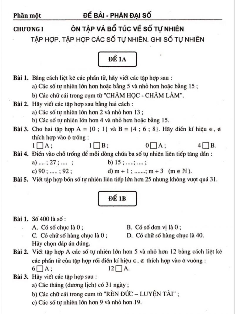 Một số dạng bài tập Toán Đại số lớp 6