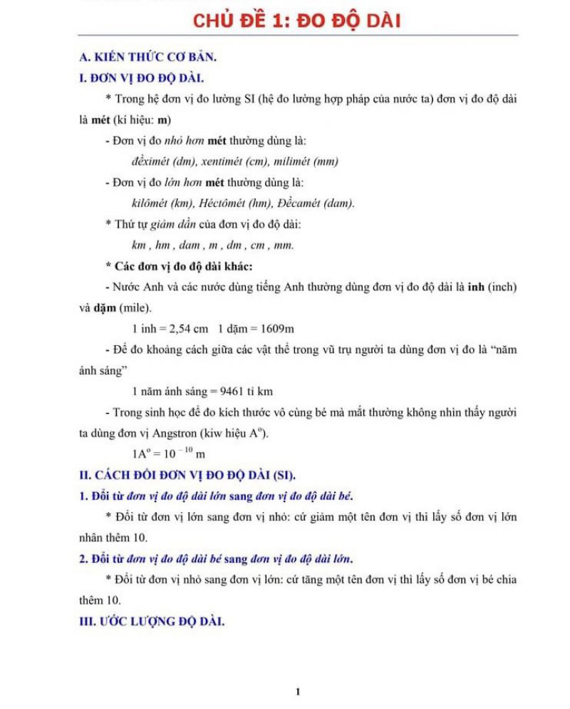 VẬT LÍ 6: CHỦ ĐỀ ĐO ĐỘ DÀI