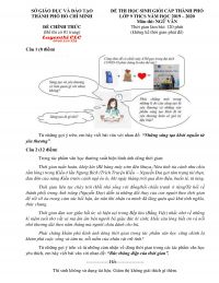 Đề thi HSG m&ocirc;n Ngữ Văn lớp 9 THCS Th&agrave;nh phố Hồ Ch&iacute; Minh năm 2020