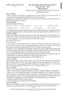 Đề thi chọn HSG và đáp án môn Hóa Học lớp 9 huyện Thanh Oai, Hà Nội năm 2022