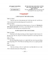 Đề thi chọn HSG cấp tỉnh môn Lịch Sử lớp 9 THCS tỉnh Ninh Bình năm 2013