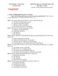 Đề kiểm tra học kì I môn Địa Lý lớp 9 tỉnh Quảng Nam năm 2018