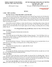 Đề thi HSG m&ocirc;n Ngữ Văn lớp 8 Trường THCS Trần Mai Ninh tỉnh Thanh H&oacute;a năm 2020