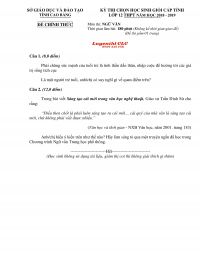 Đề thi chọn HSG cấp tỉnh m&ocirc;n Ngữ Văn lớp 12 tỉnh Cao Bằng năm 2018