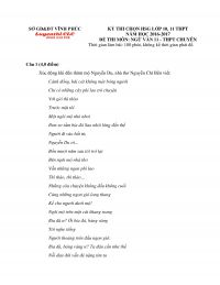 Đề thi chọn HSG môn Ngữ Văn lớp 11 THPT CHUYÊN tỉnh Vĩnh Phúc năm 2016