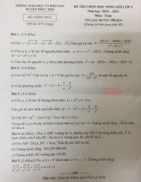 Đề thi chọn HSG m&ocirc;n To&aacute;n lớp 9 huyện Ph&uacute;c Thọ, H&agrave; Nội năm 2022