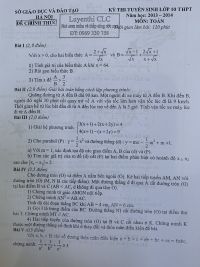 Đề thi tuyển sinh vào lớp 10 THPT môn Toán tại Hà Nội năm 2013