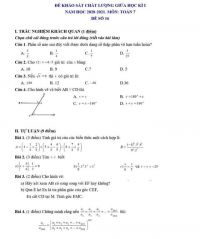 Đề thi khảo s&aacute;t chất lượng giữa học k&igrave; I m&ocirc;n To&aacute;n lớp 7 năm 2021. Đề số 16