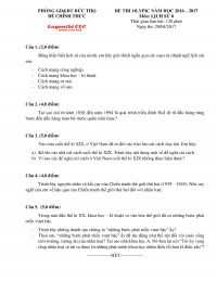 Đề thi OLYMPIC môn Lịch Sử lớp 8 huyện Đức Thọ tỉnh Hà Tĩnh năm 2016