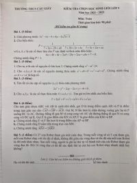 Đề thi chọn HSG môn Toán lớp 9 Trường THCS Cầu Giấy, Hà Nội năm 2022