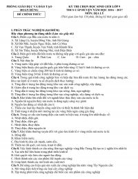 Đề thi chọn HSG lớp 9 THCS cấp huyện và đáp án môn Địa Lí huyện Đoan Hùng, Phú Thọ năm 2016
