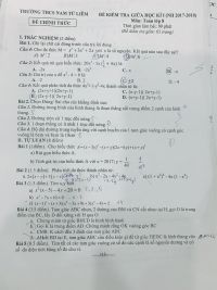 Đề kiểm tra giữa học kì I môn Toán lớp 8 Trường THCS Nam Từ Liêm năm 2017