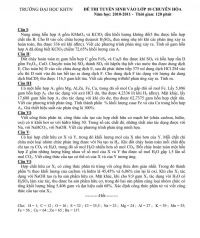 Đề thi tuyển sinh vào lớp 10 THPT CHUYÊN môn Hóa Học Trường Đại học KHTN Hà Nội năm 2011