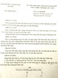 Đề thi chọn đội tuyển dự thi HSG môn Lịch Sử lớp 12 THPT tại Hà Nội năm 2023