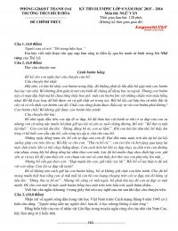 Đề thi OLYMPIC m&ocirc;n Ngữ Văn lớp 8 Trường THCS B&iacute;ch H&ograve;a, huyện Thanh Oai, H&agrave; Nội năm 2016