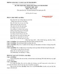 Đề thi chọn HSG môn Ngữ Văn lớp 8 tỉnh Thanh Hóa năm 2018