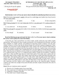 Đề thi khảo sát chuyên đề lớp 12 môn Tiếng Anh lần 1 Trường THPT Ngô Gia Tự tỉnh Vĩnh Phúc năm 2020