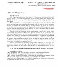 Đề thi khảo sát chất lượng lần 3 môn Ngữ Văn khối 12 Trường THPT Đồng Đậu năm 2021