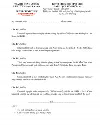 Đề thi chọn HSG môn Lịch Sử khối 10 tỉnh Sơn La năm 2019