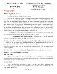 Đề thi HSG m&ocirc;n Ngữ Văn lớp 9 huyện Y&ecirc;n Định, tỉnh Thanh H&oacute;a năm 2020