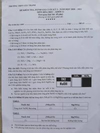 Đề kiểm tra, đánh giá cuối kì môn Hóa Học lớp 11 Trường THPT Tây Thạnh, Thành phố Hồ Chí Minh năm 2021