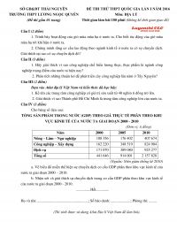 Đề thi thử THPT Quốc Gia lần 1 v&agrave; đ&aacute;p &aacute;n m&ocirc;n Địa L&yacute; tỉnh Th&aacute;i Nguy&ecirc;n năm 2016