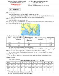 Đề thi HSG môn Địa Lí lớp 8 Trường THCS Hạ Hòa, tỉnh Phú Thọ năm 2013