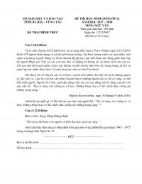 Đề thi chọn HSG lớp 12 môn Ngữ Văn tỉnh Bà Rịa - Vũng Tàu năm 2017