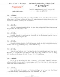 Đề thi chọn HSG Quốc Gia THPT m&ocirc;n Lịch Sử năm 2011